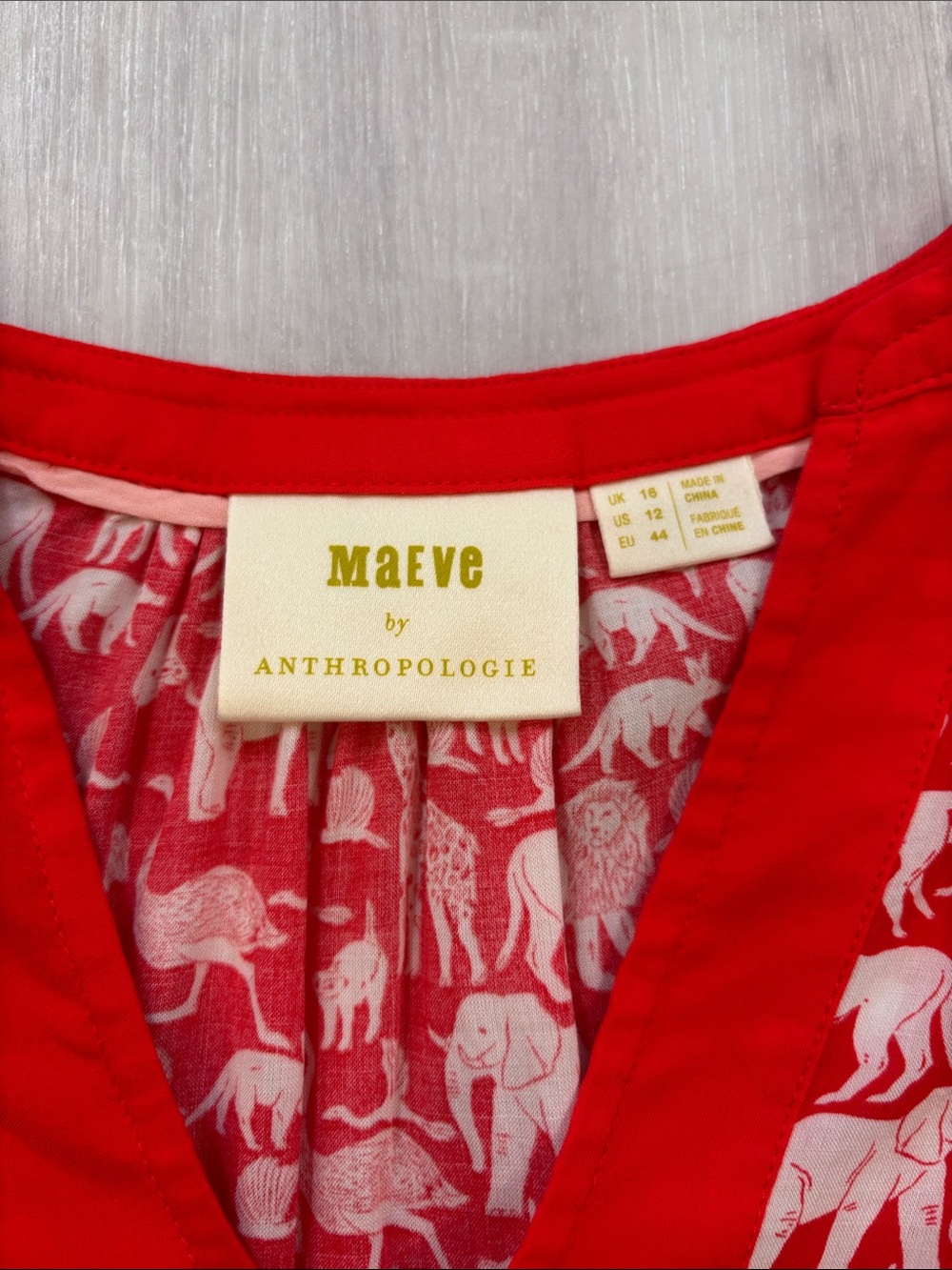 Maeve by Anthropologie Red and White Elephant Print Tank Top size 12 - Picture 2 of 8